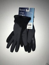 ISOTONER Womens SmartDRI Smartouch Fleece/Leather Gloves Black MSRP 48 S/M