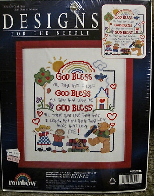 ''God Bless'' Design for the Needle Counted Cross Stitch Kit - 7 3/8''x8 1/2''