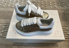 Little Girls Gold Glitter Designer Sneakers by Alexander McQueen - Size 10/27