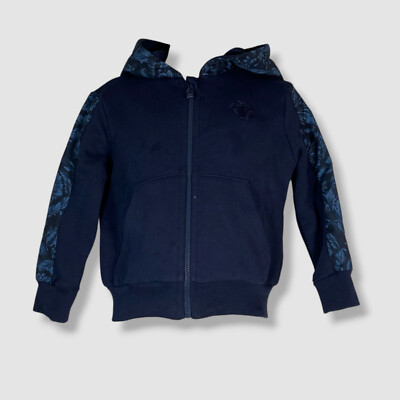 Versace Baby Boy's Blue Barocco Medusa Full-Zip Hoodie Sweater Size 18-24M 