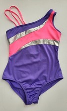 CIRCO GIRLS GYMNASTICS LEOTARD - SIZE Large 10/12 Pink/Purple/Silver-EUC 