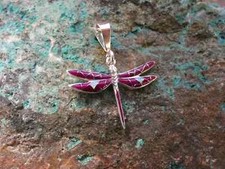 Dragonfly Sterling Silver Small Pendant Purple Sugilite Gemstone  Opal New T35