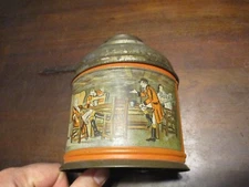 1940's fox hunting scene dogs & horses ,hunter tobacco humidor tin & wood liner