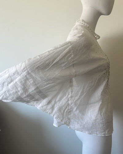 Free People White Crystal Embellished Blouse Bat Wing Sleeves Shirt - Picture 4 of 7