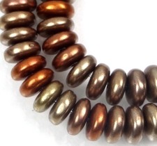 50 Czech Glass Rondelle Beads - Matte - Metallic Gold Iris 6x2mm