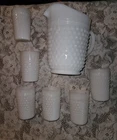 Vintage Milkglass Pitcher and Matching Glasses
