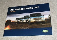 Land Rover Price List 2004 Range Rover Freelander Defender Discovery ES Premium