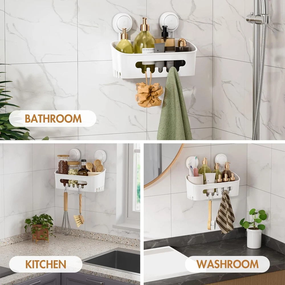 Shower Caddy Suction Cup Shower Shelf Suction Shower Basket Removable Powerful S