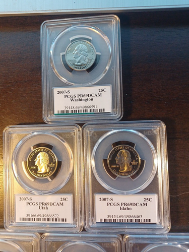 2007s set of pcgs pr69 dcam 1c,5c,10c, 5 state 25c, 50c,$1 coins w/ case - Picture 14 of 24