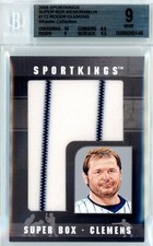 2008 SPORTKINGS SUPER BOX MEMORABILIA 1/1 #112 ROGER CLEMENS GAME PATCH BGS 9
