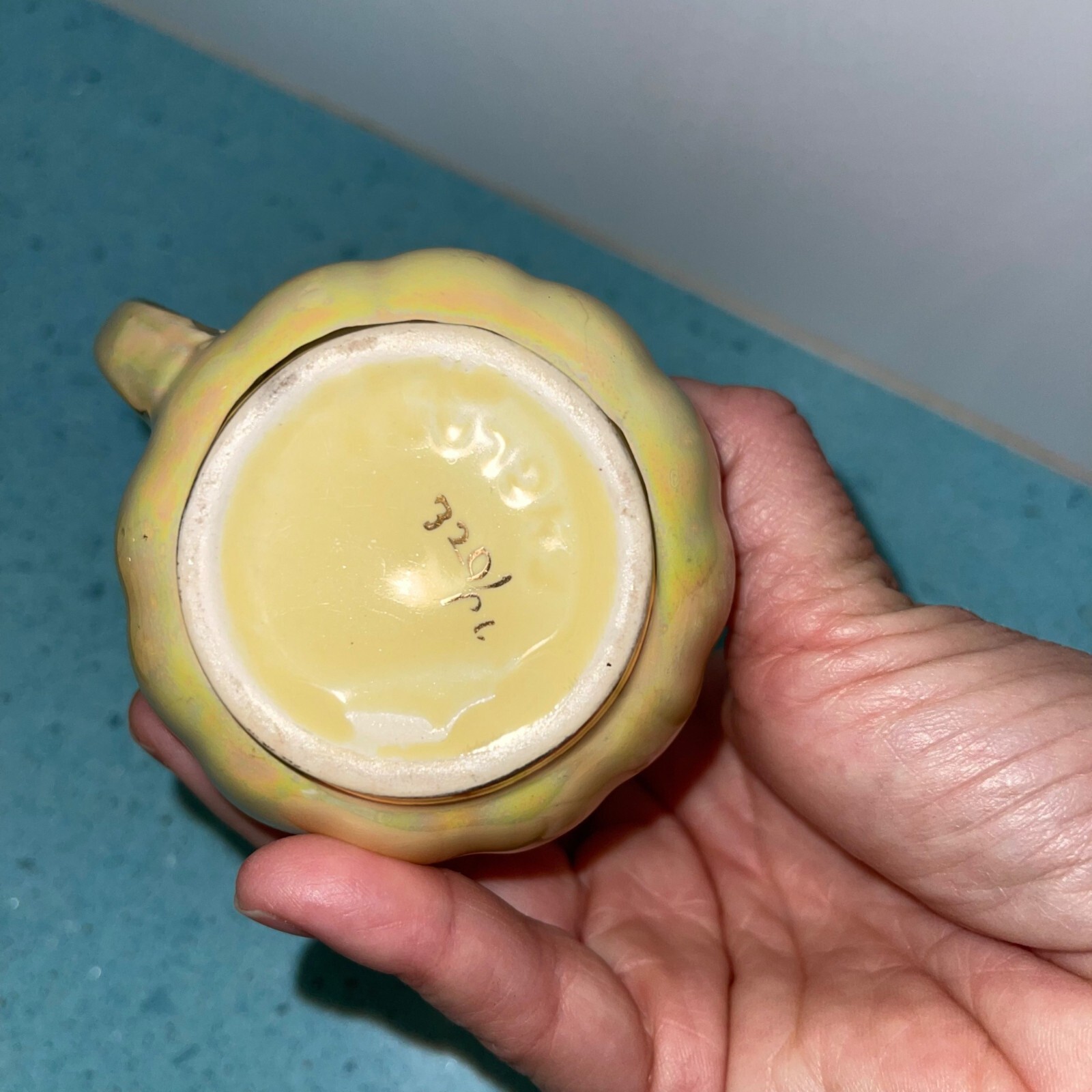 Sadler Creamer Sugar Set Vintage Porcelain Yellow Lustre Iridescent England Rare