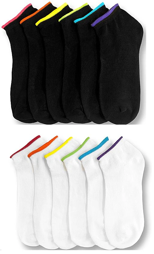 6 12 pares de tobilleras de spandex punta colores neón NO MOSTRAR CALCETINES CORTE BAJO NUEVO Lote #70023 Foto 2 de 4