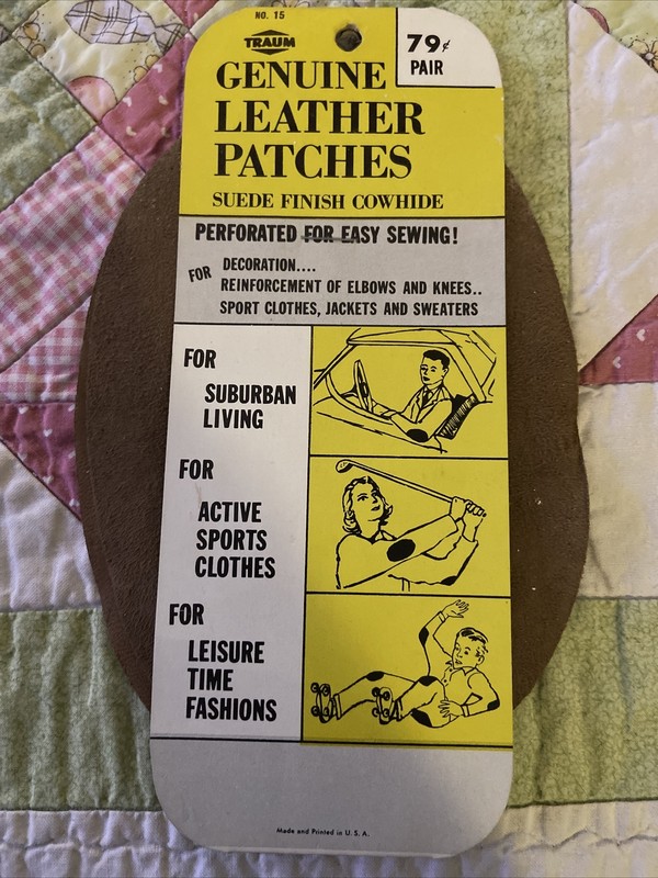 Vintage TRAUM Genuine Leather Patches Brown Suede Finish Cowhide No 15 1 Pair