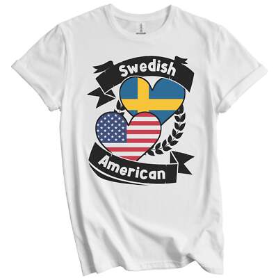Swedish American Hearts USA Flag Sweden Flag T-Shirt