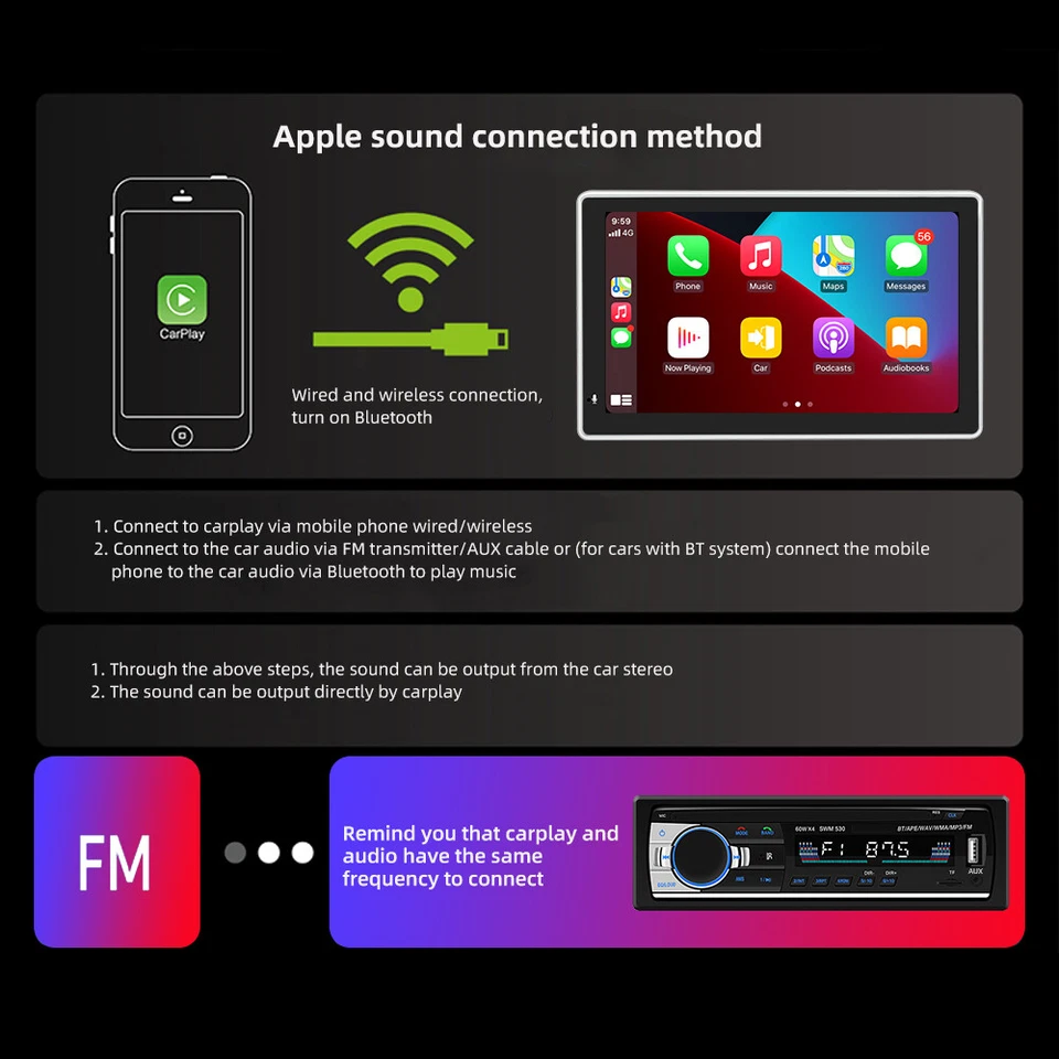 7" Car Apple Carplay Andriod Auto Stereo Touch Screen Car Radio MP5 Player BT - Image 4 of 4