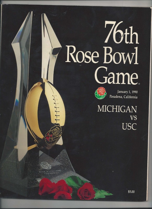 1990 Michigan USC Rose Bowl football program Bo Schembechler's last game ex