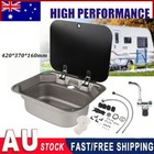 RV Caravan Camper Sink Stainless Steel Hand Wash Sink Basin With Water Tape AU