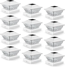 12 Pack Solar Post Cap Lights, 2 Mode Bright Outdoor Waterproof Fence Post Caps,