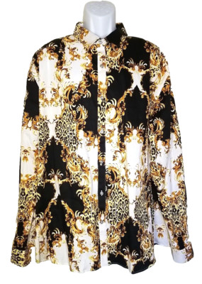 Zeroyaa Button Up L/S Party Shirt Mens XXXL Sketch Artsy Art To Wear Boss     T6