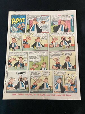 T91A POPEYE By Bud Sagendorf Lot of 10 Sunday Tabloid Full Page