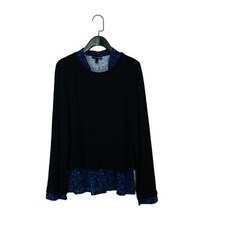 Phase Eight Cobalt Black Leopard Print Avie Double Layer Jumper Top - Size 8