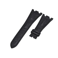 28mm Black Leather Watch Strap For Audemars Piguet Royal Oak Offshore Deployant