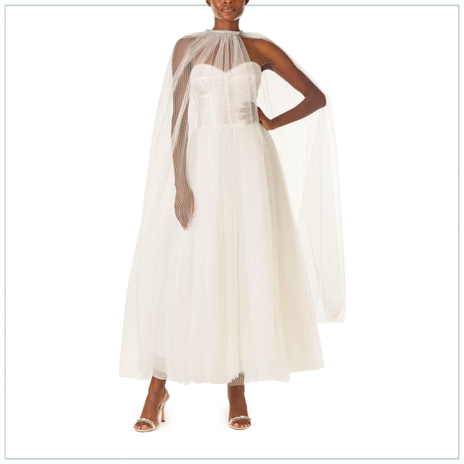 $5490 Monique Lhuillier Brie Strapless Ruched Swiss-Dot Tulle Runway Midi Gown image 4