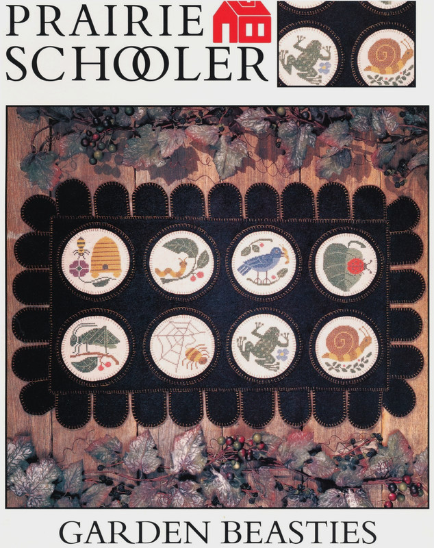 Prairie Schooler GARDEN BEASTIES 8 Cross Stitch Charts Leaflet No. 54 CARDSTOCK