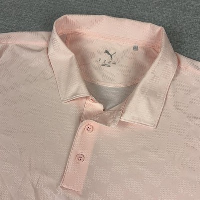 Puma Polo Mens XL Pink Geometric Marco Island Members Club Golf Short Sleeve