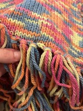 Vintage Hand Knit Handknitted Multicolor Poncho 100 Wool BOHO