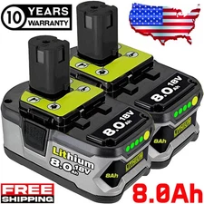 2PACKS 8.0Ah For RYOBI 18V Battery One Plus High Capacity P108 Lithium-Ion P102