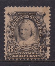 Scott #306 Martha Washington 8c ( Single ) 1902 Used Hinged Remnant