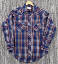 VTG 60s Wrangler Men s Pearl Snap Plaid Western Shirt 16.5-34 Fits Large USA