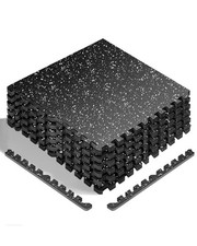0.56'' Thick 6 Pcs 24 Sq Ft Exercise Equipment Mats - High-Density Rubber Top...