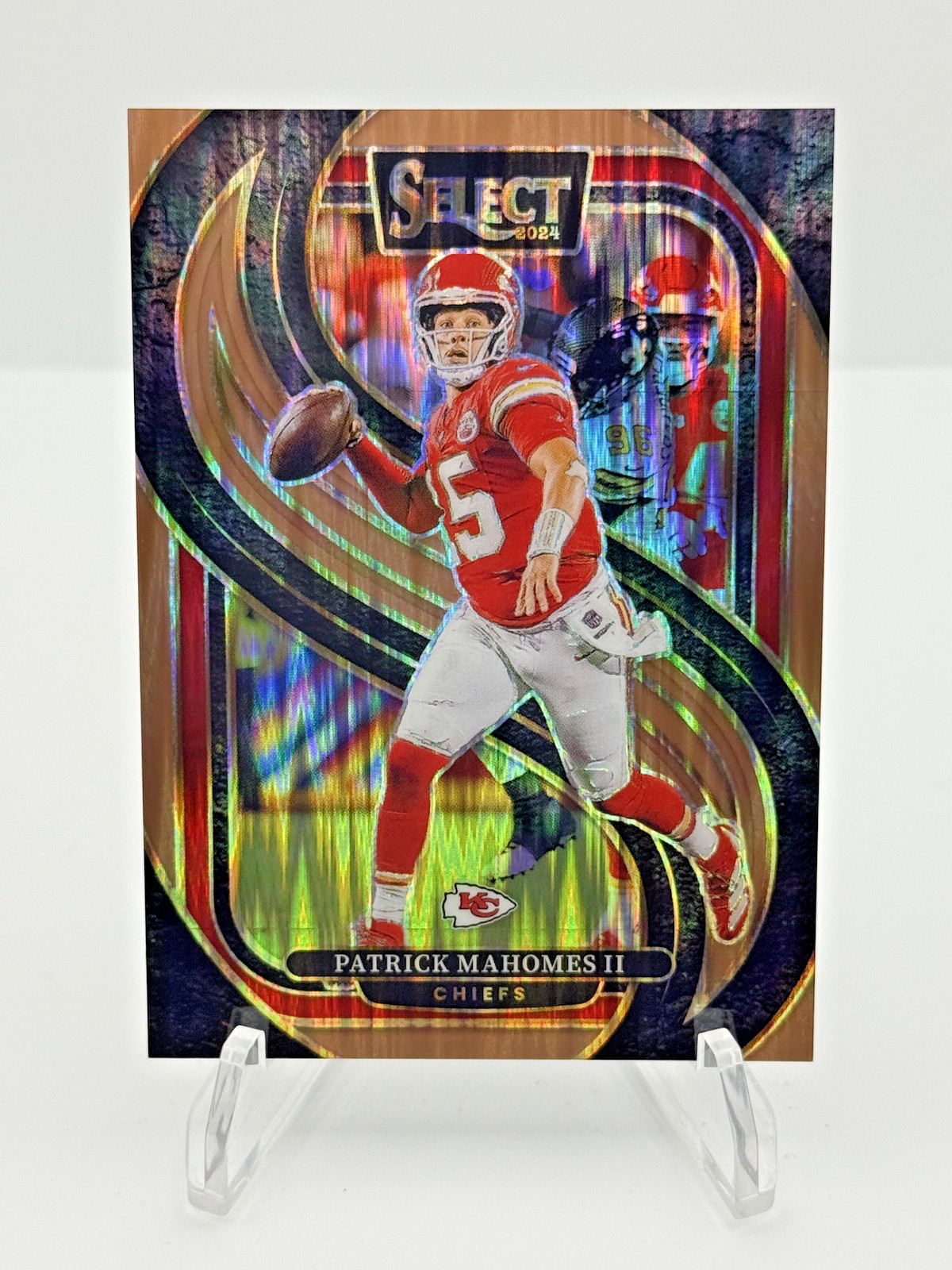2024 Panini Select Premier Level Patrick Mahomes II #120 Copper Shock Prizm /299