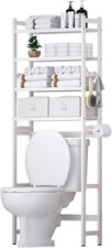 Over The Toilet Storage: 4-Tier Bamboo Organizer Rack with 2 Baskets  Paper