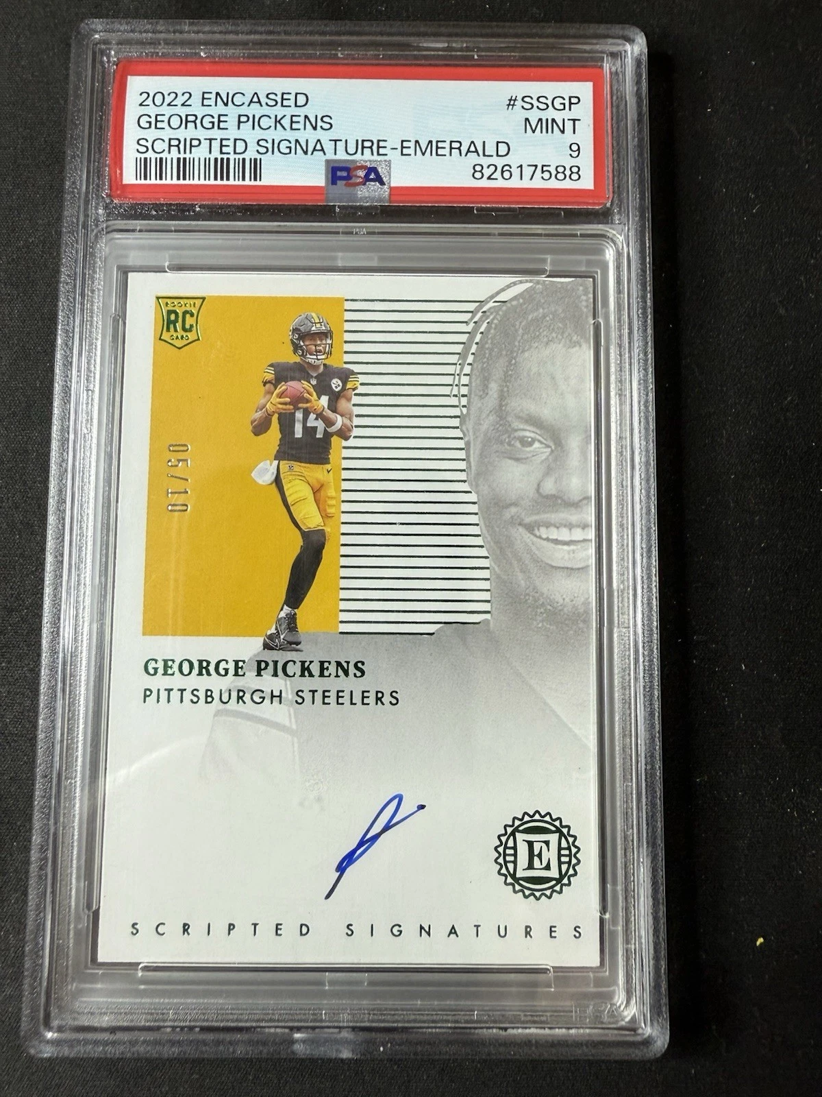 George Pickens Panini Encased Scripted Signatures #SSGP Emerald