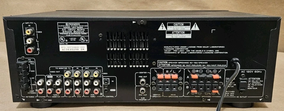 Pioneer VSX-505S - 5.1 Channel AV Surround Sound Receiver Stereo System W/ Phono - Image 2 of 2