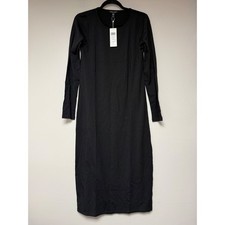 Eileen Fisher Jewel Neck Slim Dress Black XXS TTP New With Tags MSRP 198