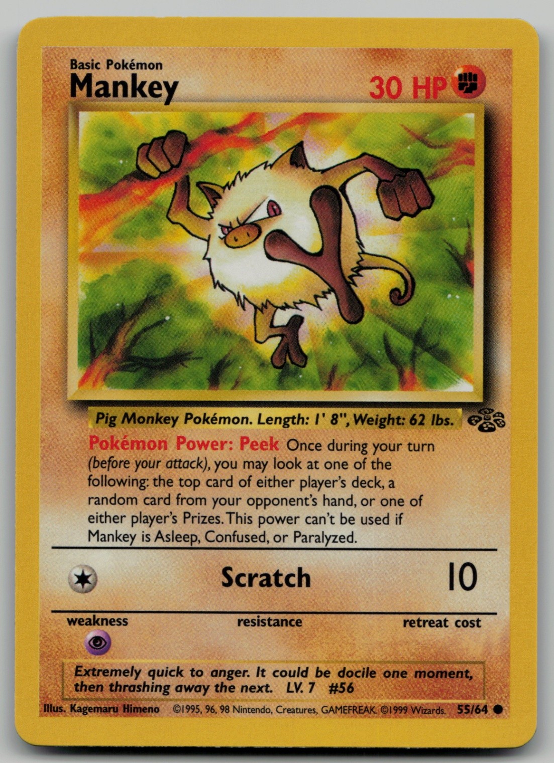 Mankey Common Jungle 55/64 NM