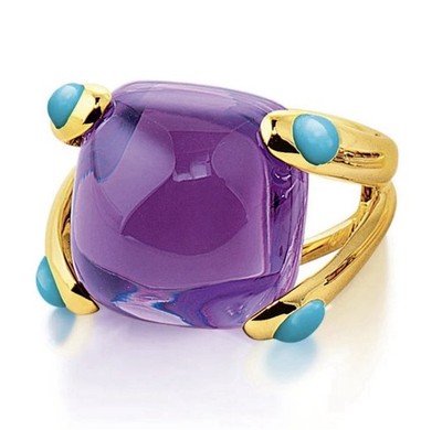 CANDY RING In Amethyst Turquoise Gold Vermeil Over 925 Size 8 By MKS Jewelry