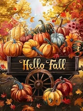 CHWGLFGG 5D Diamond Art Kits for Adults Beginners, Fall Pumpkin Cart JK957-1 
