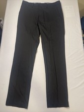 Kenneth Cole Mens Slim fit Dress Pants 33 X 32 Black Solid Stretch