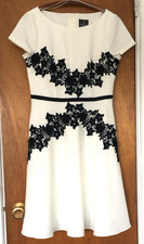 Adrienna Papell White and Black Evening Dress, Size 6, EUC