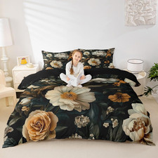 Floral Duvet Cover King Size Vintage Daisy Peony Flowers Comforter Cover Boho Da