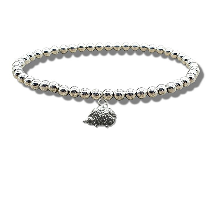 Hedgehog Silver Beaded Bracelet Gift for Ladies Women Girls Age 11 - Adult