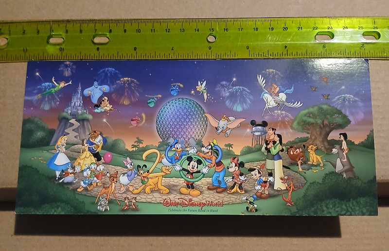 Disney Very Long 2000 Bambi Aladdin Mickey Belle Snow White Epcot Postcard