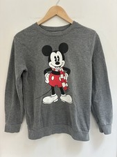 Disney Mickey Mouse Kid Boys Graphic Cozy Crewneck Long Sleeve Sweatshirt Gray L