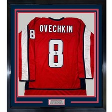 Framed Facsimile Autographed Alexander Ovechkin 35x39 Red Auto Jersey