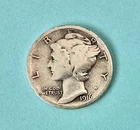 1916 S    FINE. +.  SILVER MERCURY DIME